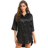Women's Satin Nightshirt with 3/4 Sleeves / Solid Color Sleepshirts / Sexy Clothing for Women - EVE's SECRETS