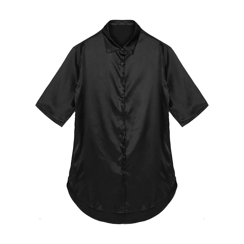 Women's Satin Nightshirt with 3/4 Sleeves / Solid Color Sleepshirts / Sexy Clothing for Women - EVE's SECRETS