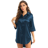 Women's Satin Nightshirt with 3/4 Sleeves / Solid Color Sleepshirts / Sexy Clothing for Women - EVE's SECRETS