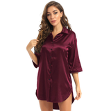 Women's Satin Nightshirt with 3/4 Sleeves / Solid Color Sleepshirts / Sexy Clothing for Women - EVE's SECRETS