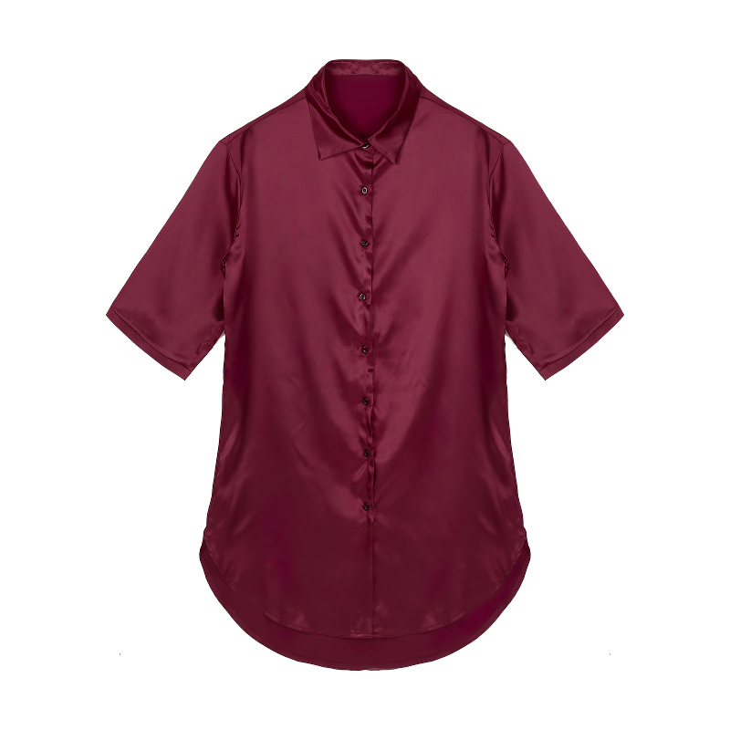 Women's Satin Sleepwear Nightshirt / Solid Color Ladies Nightdress Sleepshirt - EVE's SECRETS