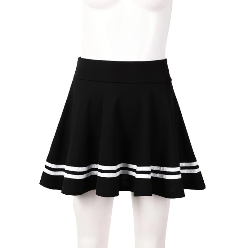 Women's Schoolgirls Wide Elastic Flared Skirt / Ladies Casual High Waist Striped Miniskirts - EVE's SECRETS