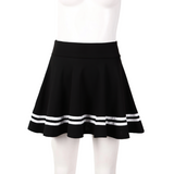 Women's Schoolgirls Wide Elastic Flared Skirt / Ladies Casual High Waist Striped Miniskirts - EVE's SECRETS
