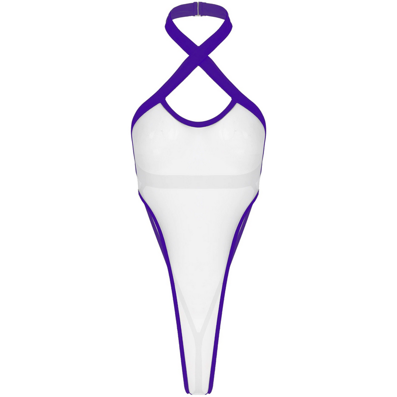 Women's See-Through Halter Leotard / Backless High-Cut Bodysuit / Female Sexy Outfits - EVE's SECRETS