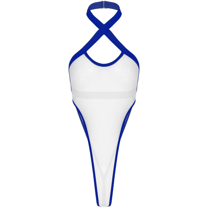 Women's See-Through Halter Leotard / Backless High-Cut Bodysuit / Female Sexy Outfits - EVE's SECRETS