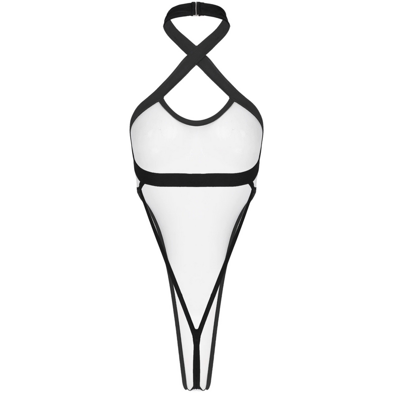 Women's See-Through Halter Leotard / Backless High-Cut Bodysuit / Female Sexy Outfits - EVE's SECRETS