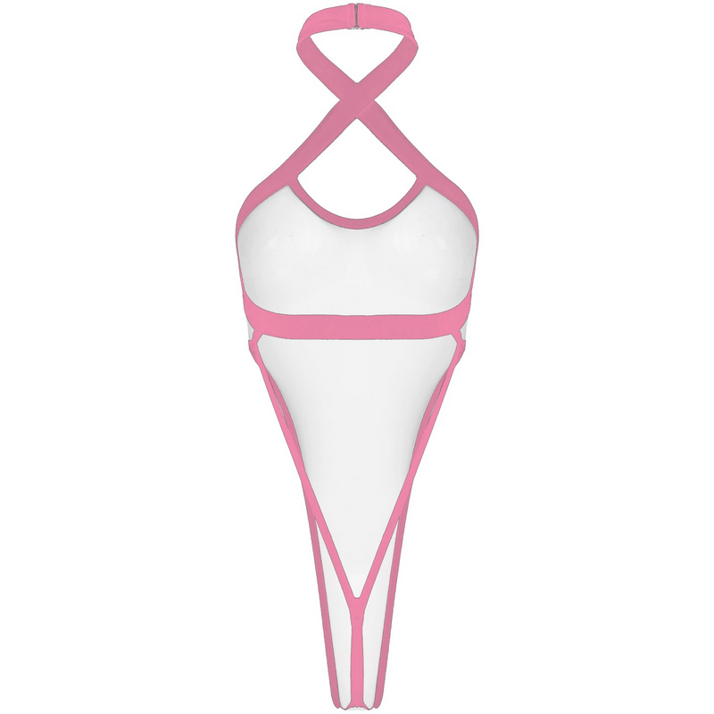 Women's See-Through Halter Leotard / Backless High-Cut Bodysuit / Female Sexy Outfits - EVE's SECRETS