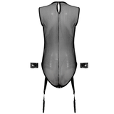 Women's See-through Mesh Bodysuit / Sleeveless Patchwork Catsuit with High Cut - EVE's SECRETS