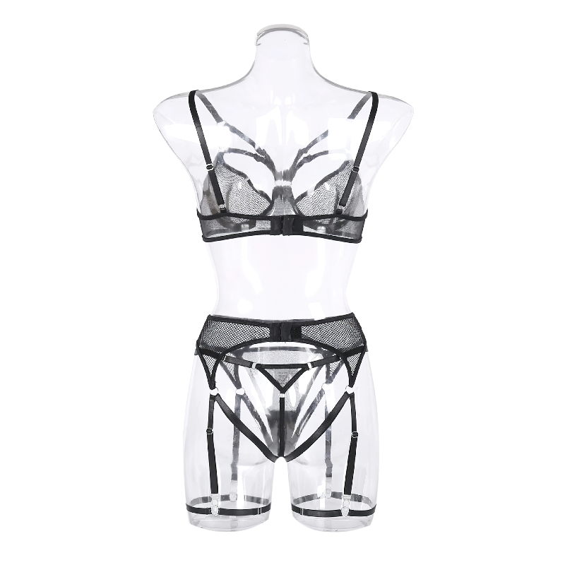 Women's Sensual 3-Piece Erotic Lace Lingerie / Female Transparent Mesh Sexy Underwear - EVE's SECRETS
