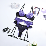 Women's Sensual Transparent Lace Lingerie / Exotic Female 3-Piece Garters Sets Underwear - EVE's SECRETS