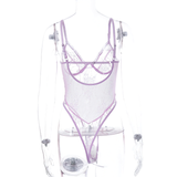 Women's Sexy Bodysuit with Lace Embroidery / Female Sheer Erotic Lingerie - EVE's SECRETS