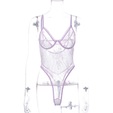 Women's Sexy Bodysuit with Lace Embroidery / Female Sheer Erotic Lingerie - EVE's SECRETS
