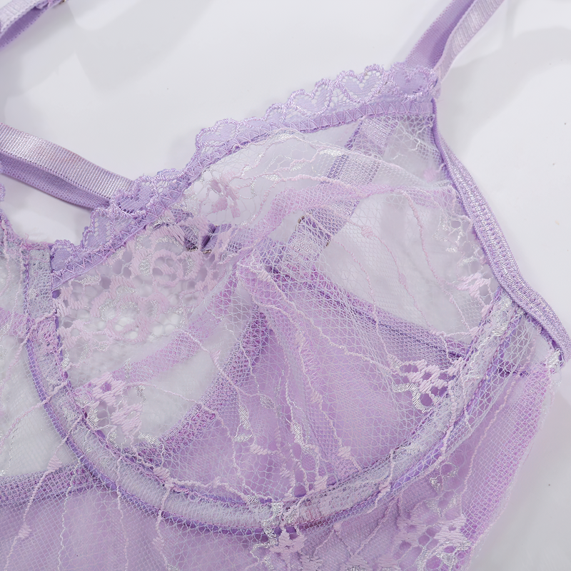 Women's Sexy Bodysuit with Lace Embroidery / Female Sheer Erotic Lingerie - EVE's SECRETS