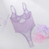 Women's Sexy Bodysuit with Lace Embroidery / Female Sheer Erotic Lingerie - EVE's SECRETS