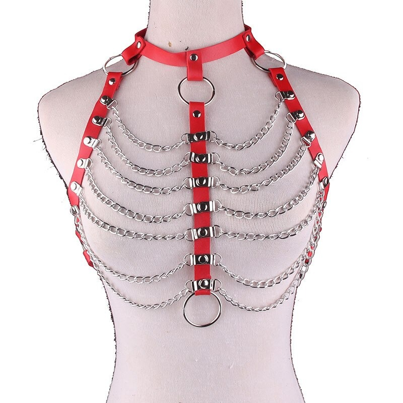 Women's Sexy Bondage in Alternative Fashion / Hollow Out Strap Necklace Body Harness with Chains - EVE's SECRETS
