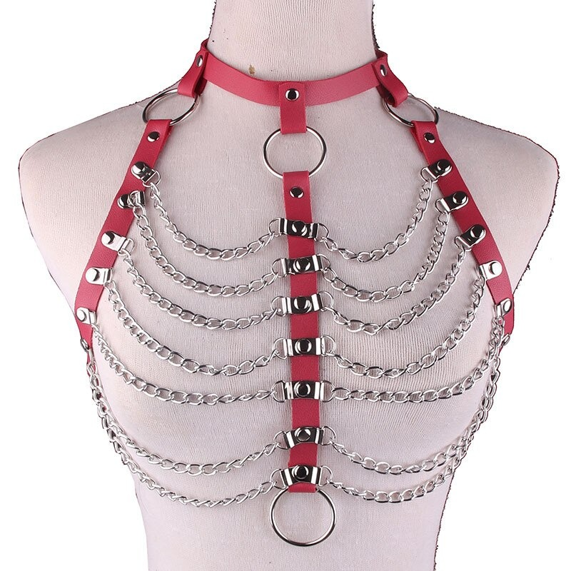 Women's Sexy Bondage in Alternative Fashion / Hollow Out Strap Necklace Body Harness with Chains - EVE's SECRETS