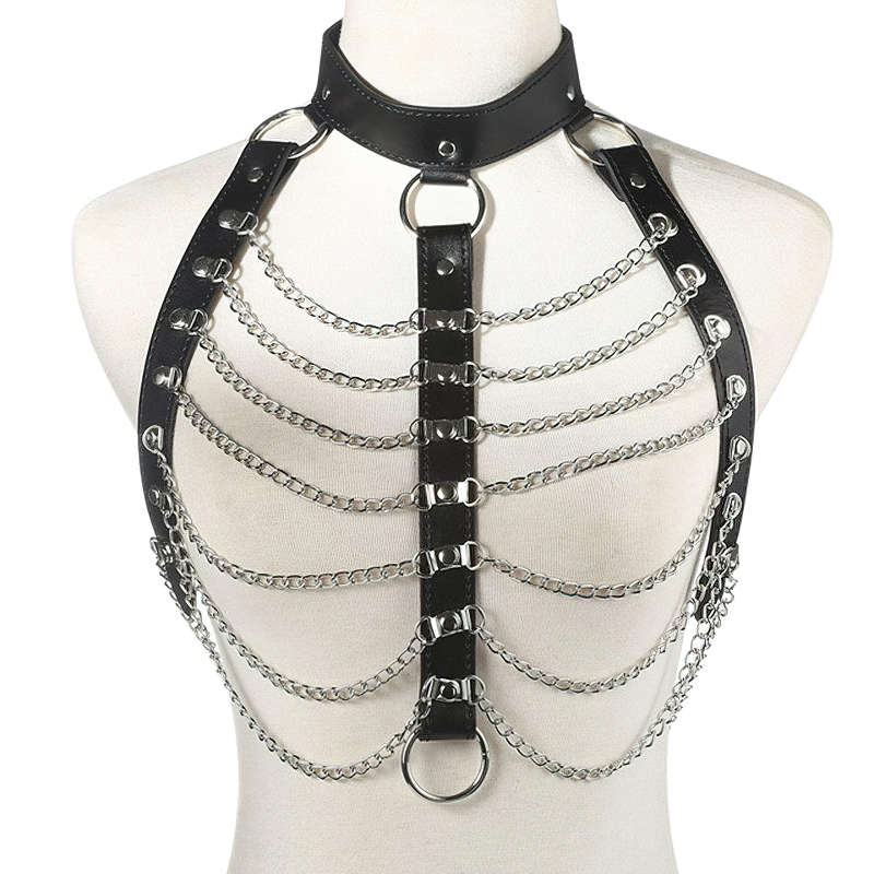 Women's Sexy Bondage in Alternative Fashion / Hollow Out Strap Necklace Body Harness with Chains - EVE's SECRETS