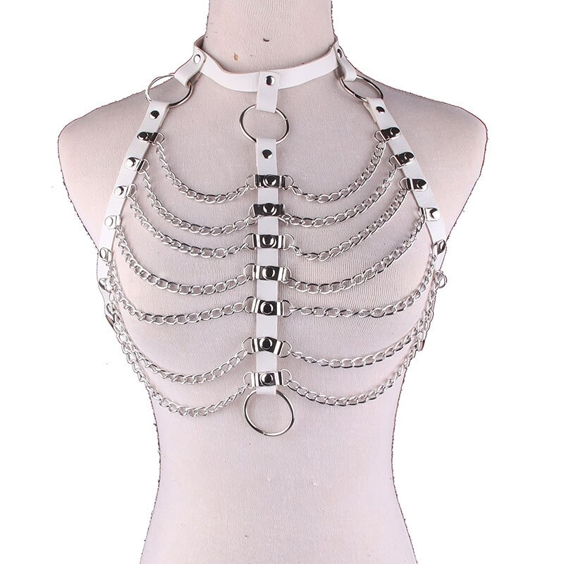 Women's Sexy Bondage in Alternative Fashion / Hollow Out Strap Necklace Body Harness with Chains - EVE's SECRETS