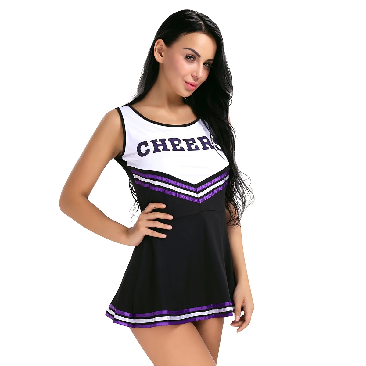 Women's Sexy Cosplay Costume Cheerleader / Sleeveless School Uniform / Erotic Mini Striped Dress - EVE's SECRETS