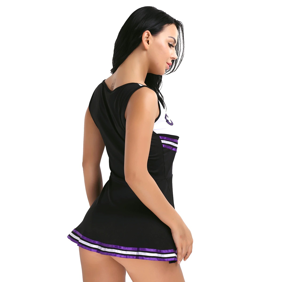Women's Sexy Cosplay Costume Cheerleader / Sleeveless School Uniform / Erotic Mini Striped Dress - EVE's SECRETS