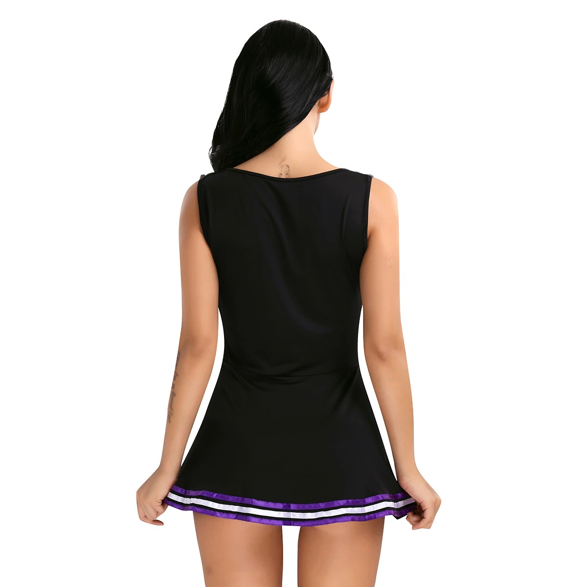 Women's Sexy Cosplay Costume Cheerleader / Sleeveless School Uniform / Erotic Mini Striped Dress - EVE's SECRETS