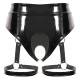 Women's Sexy Crotchless Panties with Leg Harness / BDSM Style Wet Look Lingerie - EVE's SECRETS