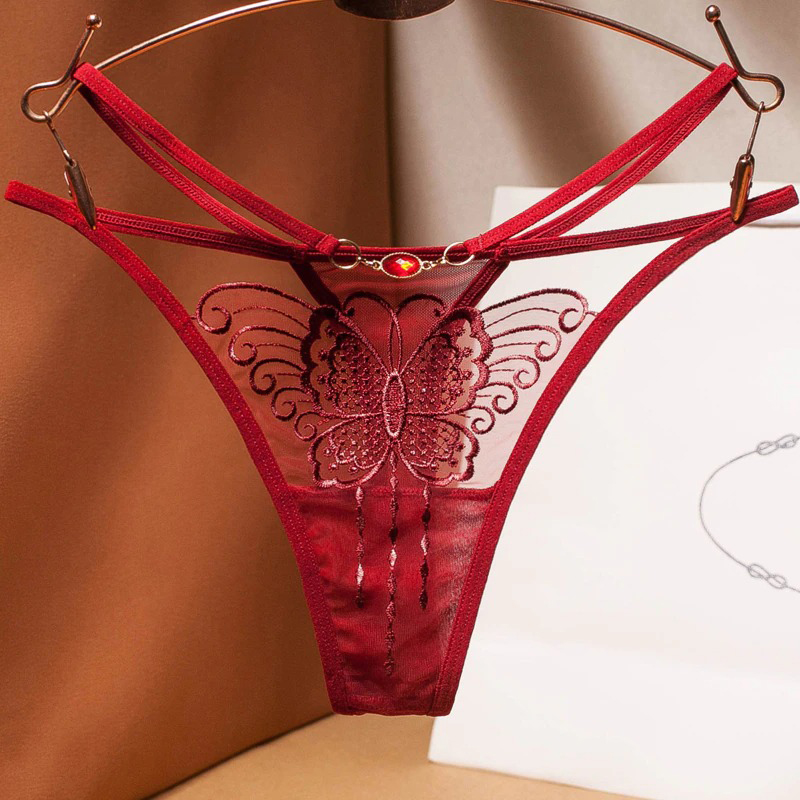 Women's Sexy G-Strings with Butterfly Embroidery / Ladies Lace Lingerie - EVE's SECRETS