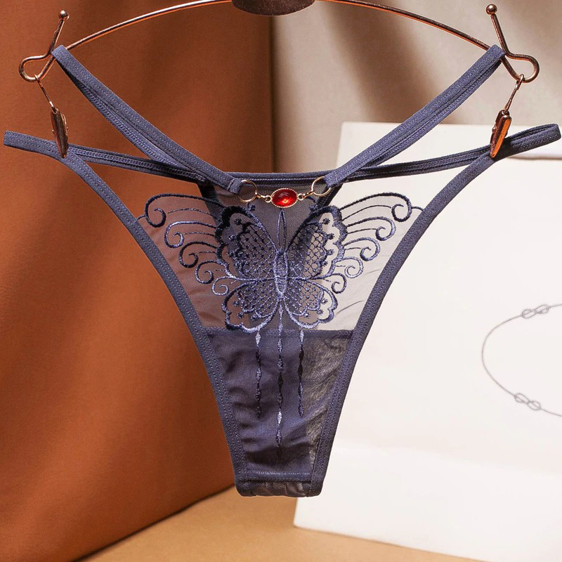 Women's Sexy G-Strings with Butterfly Embroidery / Ladies Lace Lingerie - EVE's SECRETS