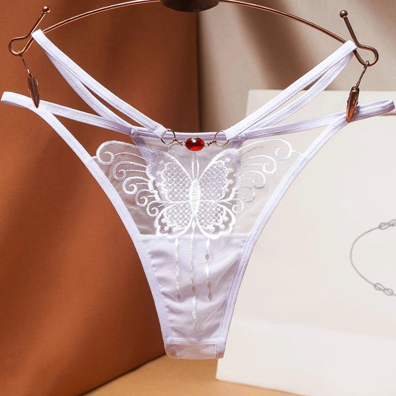 Women's Sexy G-Strings with Butterfly Embroidery / Ladies Lace Lingerie - EVE's SECRETS