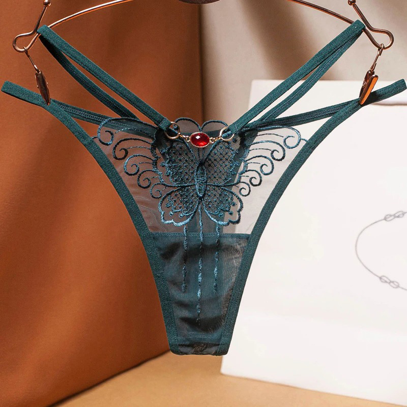 Women's Sexy G-Strings with Butterfly Embroidery / Ladies Lace Lingerie - EVE's SECRETS