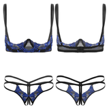 Womens Sexy Lace Lingerie Set / Exposed Breasts Underwire Bra Top with Crotchless - EVE's SECRETS