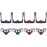Womens Sexy Lace Lingerie Set / Exposed Breasts Underwire Bra Top with Crotchless - EVE's SECRETS