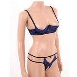 Womens Sexy Lace Lingerie Set / Exposed Breasts Underwire Bra Top with Crotchless - EVE's SECRETS