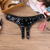 Women's Sexy Leather Panties / Low-Rise Solid Lingerie Erotic Female Underwear - EVE's SECRETS