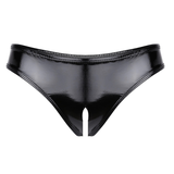 Culottes en cuir sexy pour femmes / Lingerie solide à taille basse Sous-vêtements féminins érotiques