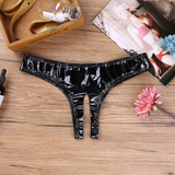 Women's Sexy Leather Panties / Low-Rise Solid Lingerie Erotic Female Underwear - EVE's SECRETS