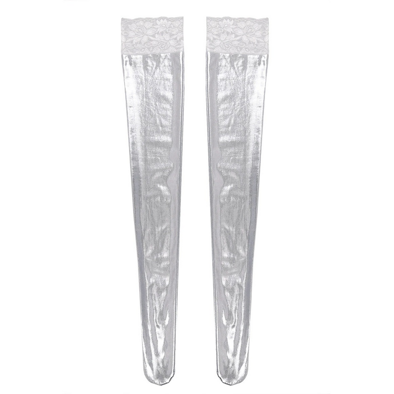 Womens Sexy Leather Stockings / Exotic Clubwear Lace Latex Parties Stockings / Stay Up Long Socks - EVE's SECRETS