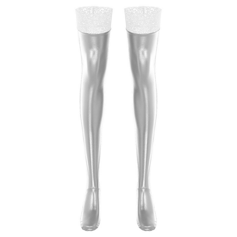 Womens Sexy Leather Stockings / Exotic Clubwear Lace Latex Parties Stockings / Stay Up Long Socks - EVE's SECRETS