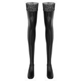 Sexy Lederstrümpfe für Damen / Exotische Clubwear-Spitzen-Latex-Parteistrümpfe / Lange Stay-Up-Socken
