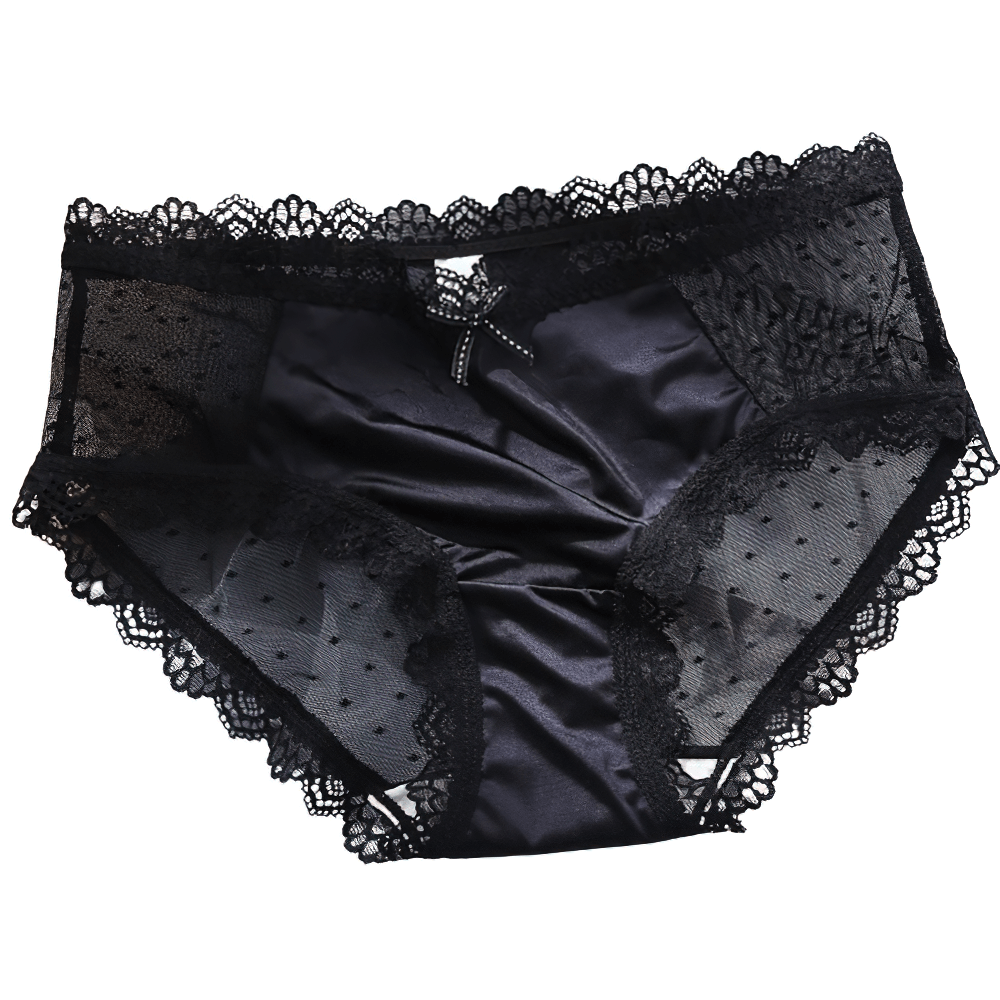 Women's Sexy Mid-Waist Lace Panties with Bow / Female Comfortable Pure Cotton Underwear - EVE's SECRETS