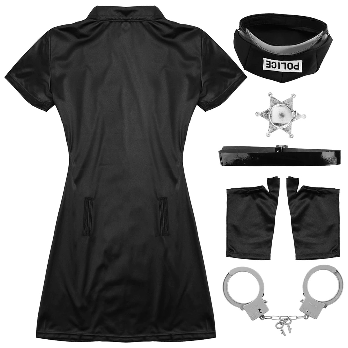 Women's Sexy Police Officer Cosplay Costume / Mini Dress with Hat and Badge Cuffs - EVE's SECRETS