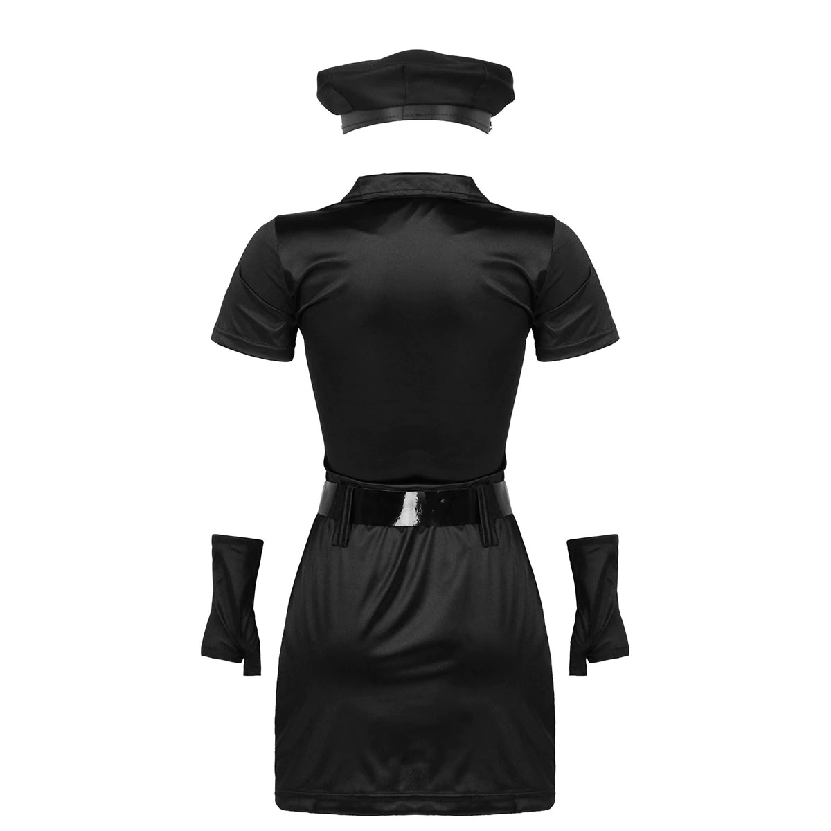 Women's Sexy Police Officer Cosplay Costume / Mini Dress with Hat and Badge Cuffs - EVE's SECRETS