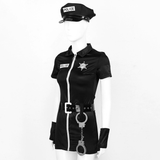 Women's Sexy Police Officer Cosplay Costume / Mini Dress with Hat and Badge Cuffs - EVE's SECRETS