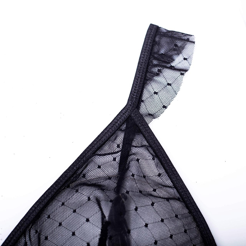 Women's Sexy Polka Dot Bodysuit with Belt and Leg Harness / Sheer Tempting Erotic Outfits - EVE's SECRETS