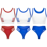 Women's Sexy Schoolgirl Costumes Lingerie / Female Crop Top with Crotchless Sissy Briefs - EVE's SECRETS