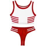 Women's Sexy Schoolgirl Costumes Lingerie / Female Crop Top with Crotchless Sissy Briefs - EVE's SECRETS