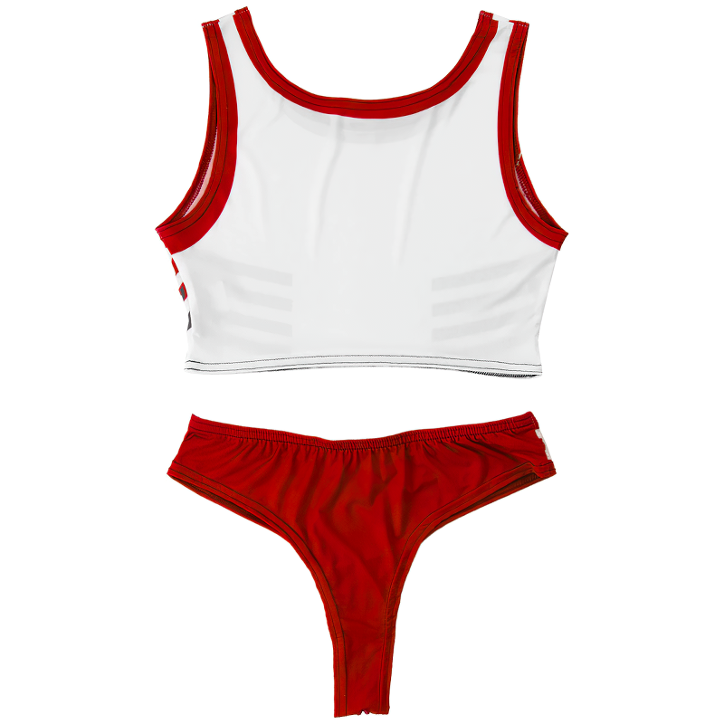 Women's Sexy Schoolgirl Costumes Lingerie / Female Crop Top with Crotchless Sissy Briefs - EVE's SECRETS