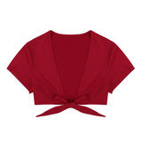 Women's Sexy Tie Up Crop Tops in Four Colors / Short-Sleeve Plunge Top / Ladies Erotic Clothing - EVE's SECRETS