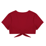 Women's Sexy Tie Up Crop Tops in Four Colors / Short-Sleeve Plunge Top / Ladies Erotic Clothing - EVE's SECRETS