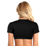 Women's Sexy Tie Up Crop Tops in Four Colors / Short-Sleeve Plunge Top / Ladies Erotic Clothing - EVE's SECRETS
